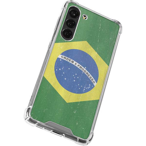 Brazil Flag Distressed Galaxy S24 FE Clear Case